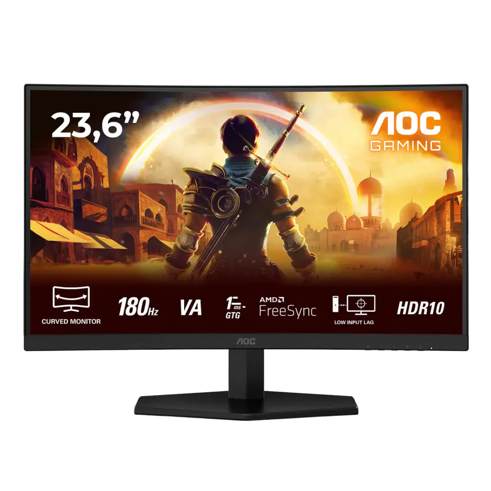 מסך מחשב קעור לגיימינג AOC 23.6" VA FHD 180Hz 0.5ms 1500R