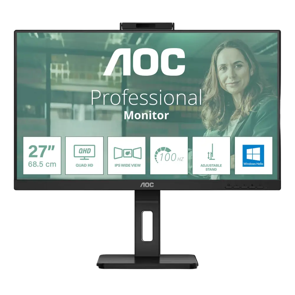 מסך מחשב AOC 27" IPS QHD 100Hz 4ms with Webcam