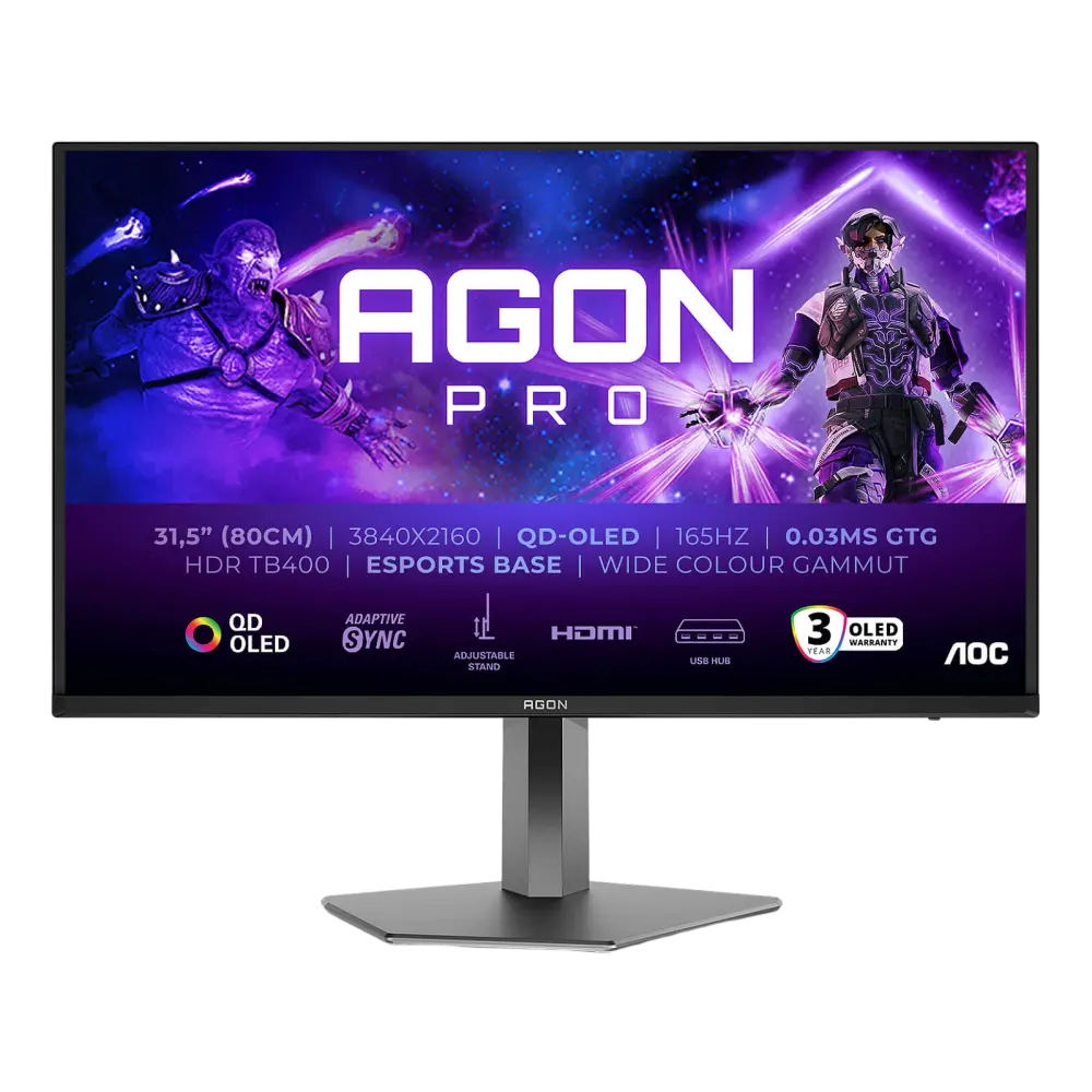 מסך מחשב לגיימינג AOC 31.5" AGON Pro OLED 4K UHD 165Hz 0.03ms