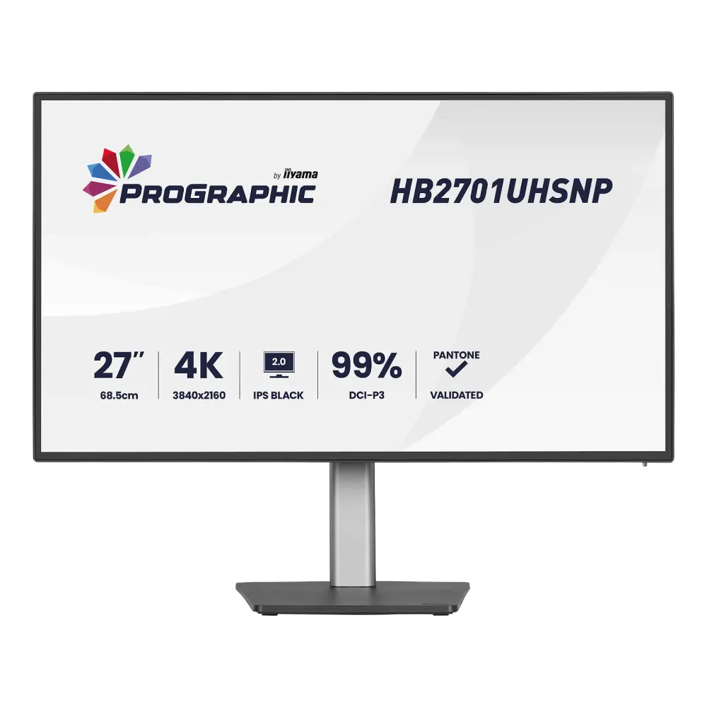 מסך מחשב מקצועי IIYAMA ProGraphic 27" IPS 4K UHD 60Hz 4ms