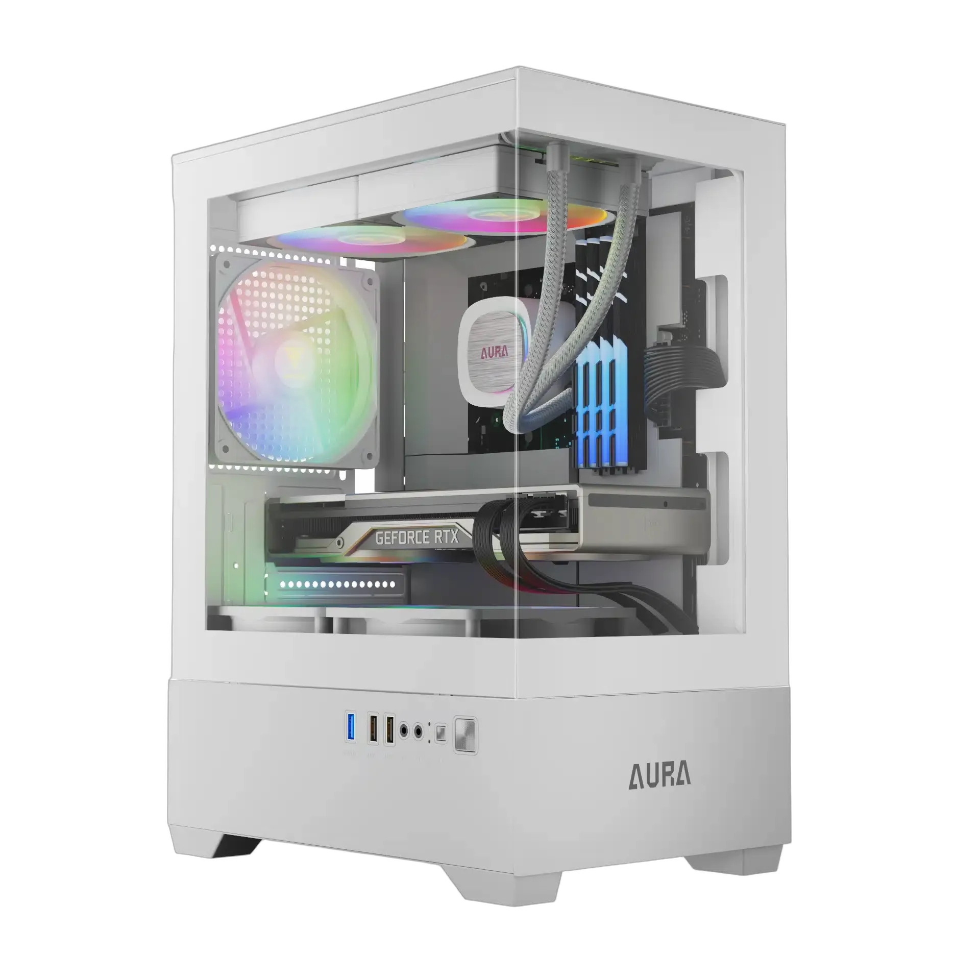 GAMDIAS Micro-ATX Tower Computer Case with Tempered Glass, Gaming M-ATX PC Case with 3X 120mm ARGB Fans